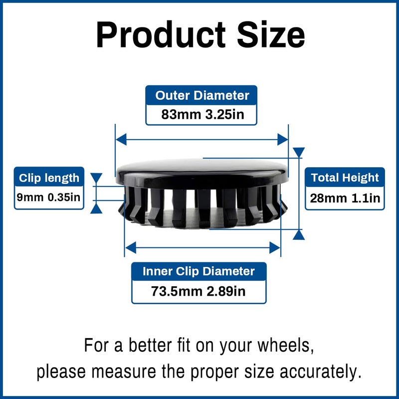 GTOWNWORKS 3.25In 83MM Wheel Center Caps for Chevy Chevrolet Silverado Suburban Tahoe Yukon XL Sierra Van Savana Black Center Cover - Image 2